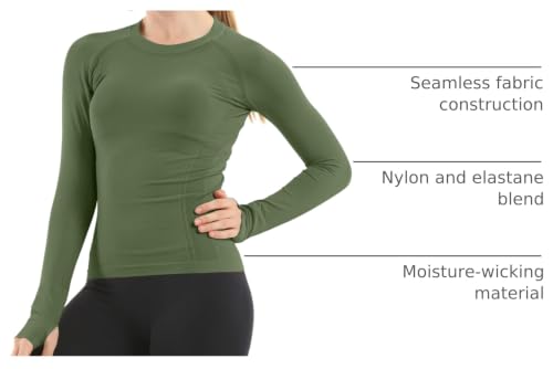 Image of MathCat Seamless Workout Shirts for Women Long Sleeve Yoga Tops Sports Running Shirt Breathable Athletic Top Slim Fit XS-XL