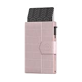ProWallet Plus Porte Carte   8 Cartes & Lettres & Monnaie   Porte Cartes Extensible   RFID   Petit Porte Carte de Crédit   Portefeuille Élégant Femme & Homme (Croco Rose poudré)