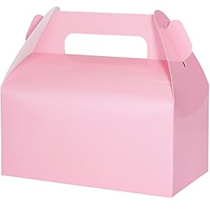 UnicoPak 30 Pack Pink Gable Treat Boxes, Party Favor Boxes, Candy Gift Boxes for Snacks, Candy, Toys, Birthday Party, Wedding, Halloween, Christmas – 6.5×3.5×3.5 Inches