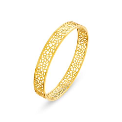Image of KISNA 9KT Mosaicra Gold Bangle For Women | BIS Hallmarked Yellow Gold Bangle | Lightweight Daily Wear Gold Jewellery | Gift for Wife, Mother & Sister | S 2.4 Anna