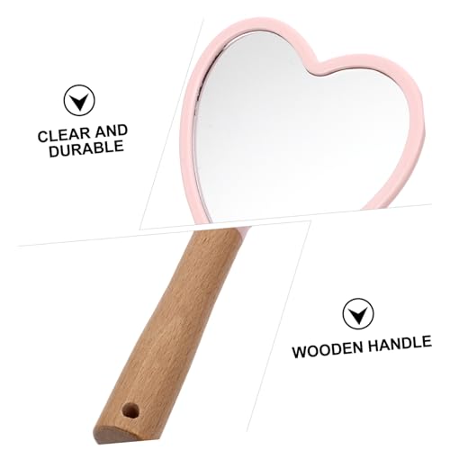 Espejo de maquillaje portátil con diseño de corazón miniatura 3