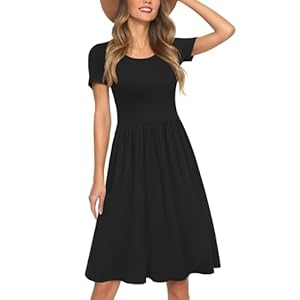 AYIFU Womens Short Sleeve Empire Waist Dresses Casual Summer Dress with Pockets