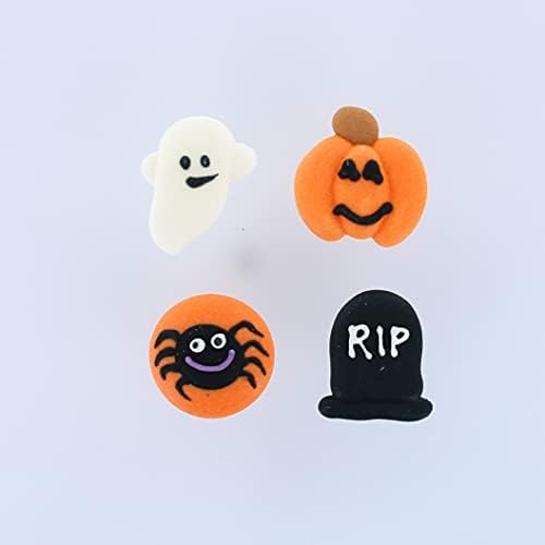 Culpitt Halloween Cake Decorations, Ghost, Pumpkin, Gravestone and Spider Cupcake Decorations, Edible Sugar Cake Toppers  Pack of 12