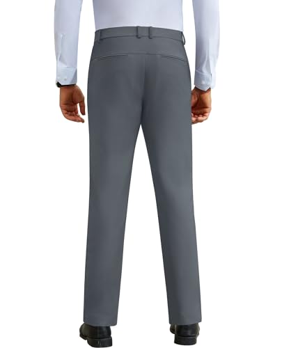 DEMEANOR Stretch Mens Dress Pants Slim Fit Dress Pants for Men Expandable Waist Wrinkle Free Work Dress Pants Golf Pants3