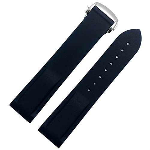 Bracelet montre 20mm bleu marine en caoutchouc pour le sport et l'océan