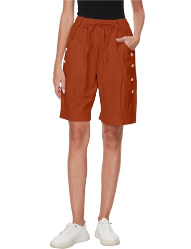 Women's High Waist Bermuda Shorts Loose Drawstring Capri Pants with Pockets Wide Leg Summer Shorts2