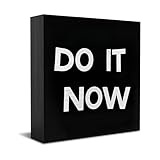 Vintage Inspirational Wood Box Sign DO IT NOW Wooden Box Sign Desk Decor,Square Desk Decor Home Decor Sign for Shelf Office Desk Accessories 7 x 7 Inch