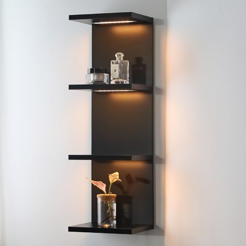 AskTag 4 Tier LED Wall Shelf - Modern Floating Shelves
