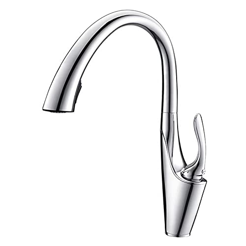 WIQUYBML Telescopic Faucet,Pull Out Faucet ，Sink Taps Kitchen Sink Solid Brass Hidden Pull-Out with Dual-Function Sprayer, Swivel Single Handle Hot and Cold Water Mixer Tap,Bla