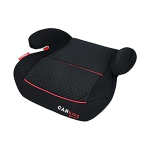 Carkids Auto-Kindersitzerhöhung Schwarz und Rot, Autokindersitz Gruppe 2-3, Kinder von 3,5-12 Jahre|15-36 kg