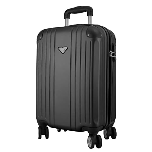 Valise Rigide VIDA VR610B Roues Doublons Qualité/Prix (Black (Noir), S - Small - 40L - 54x34x20cm - 2,3kg)