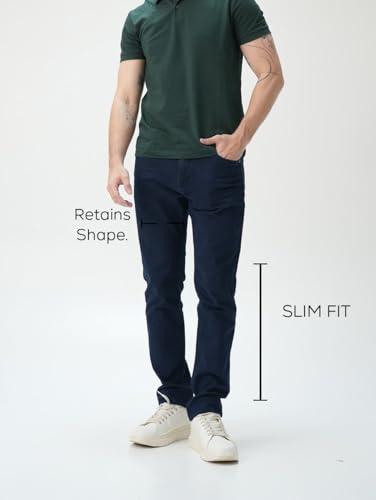 Image of Minus One Slim Fit Stretchable Mid Rise Jeans for Men | Mens Denim Cotton Pants | Stylish Ankle Length Jean