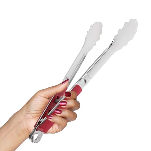 Pince de cuisson devoir salade HEMOTON robuste en inox avec grip plastique