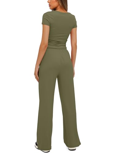 Ensemble de survêtement 2 pièces femme vert kaki pour style décontracté