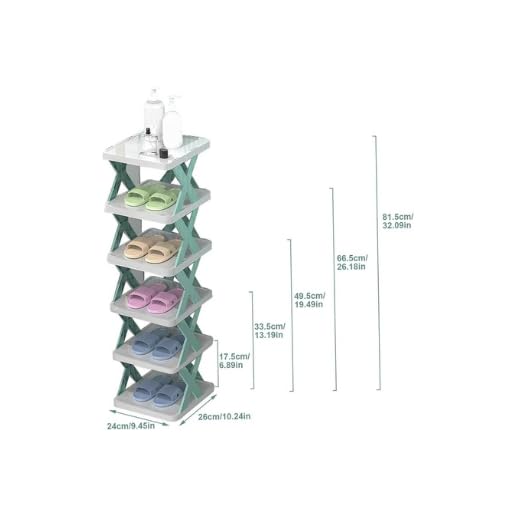 Image of 6-Tier Stackable Shoe Rack - Plastic Shoe Stand Organizer for Entryway, Closet, or Bedroom Use