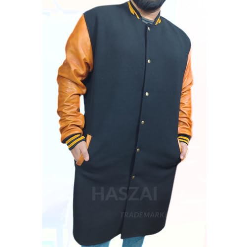 Image of New Letterman Varsity Coats, Baseball Bomber Coats, Long Letterman Coat Jackets, Warm Wool Long Coat