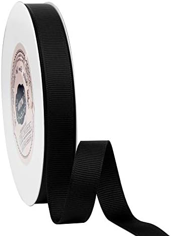VATIN Solid 6mm Grosgrain Ribbon, 45 Metre, Black
