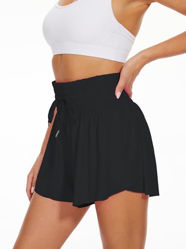 High Waist Flowy Athletic Shorts for Women Butterfly Shorts High Rise Workout Gym Shorts4
