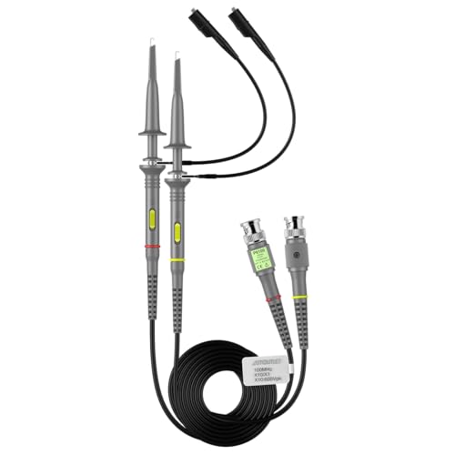AUTOUTLET 2 Packs P6100 100MHz Oscilloscope Clip Probes with BNC to Minigrabber Test Lead Kit 10:1 and 1:1 Switchable Bandwidth