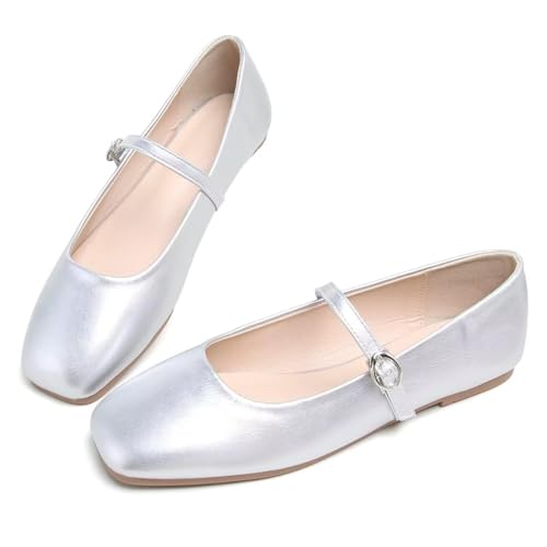 Image of LUXINYU Women's Slip on Flats,Classy Round Toe Solid Classic Mary Jane Ballet Dance Shoes Soft Comfortable PU Flat Shoes