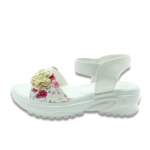 AFEEN Kids Girls Trendy Synthetic Sandals | Stylish Pull On Design For Easy Wear | Comfortable Footwear For Everyday Use | Lightweight And Durable Girls Sandals (White 11 Size)