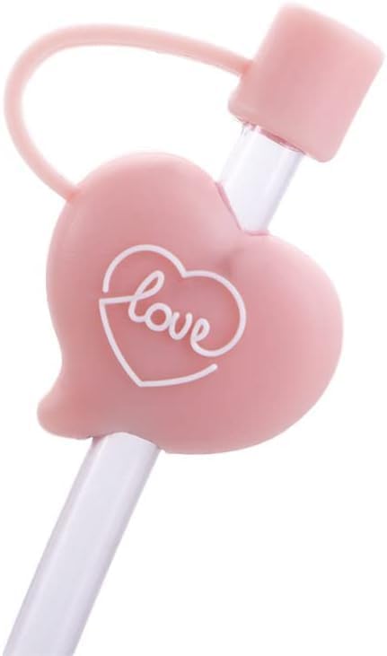 Pink Cardioidary Cute Cartoon Straw Silicone Plug, Straws Decorative Cap Straw Plug Bottle Accessories for Straws Glass Reusable Drinking Straws