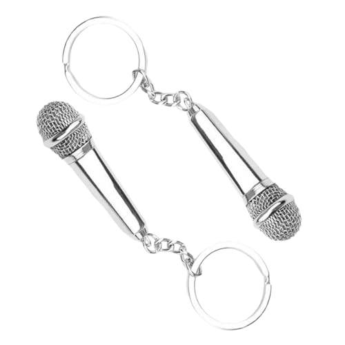 AKOOSY 2pezzi Microphone Key Pendants Argento Portachiavi Microfono Decorativo Per Borse e Accessori Da Appendere Per Portachiavi Te e Regali Eleganti
