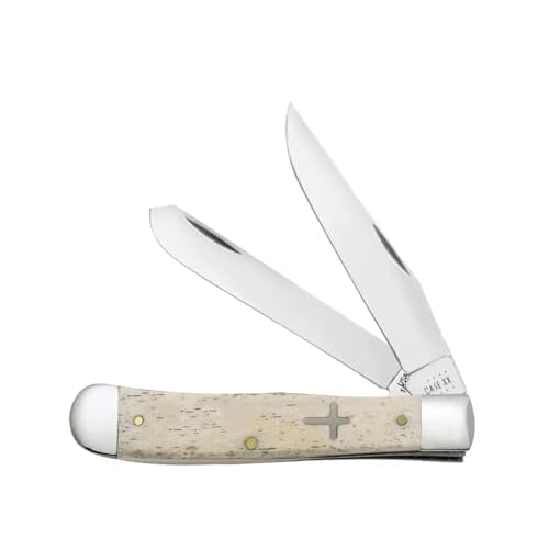 Case XX WR Pocket Knife Trapper Natural Bone Cross Shield Item #6721…