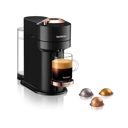 Nespresso Vertuo Next Single Serve Coffee and Espresso Machine by De'Longhi, Black with Rose Gold