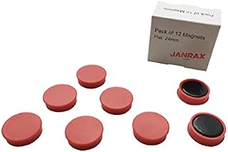 Pack of 12 Black Round Flat Magnets - 24mm Whiteboard Office Fridge - by Janrax