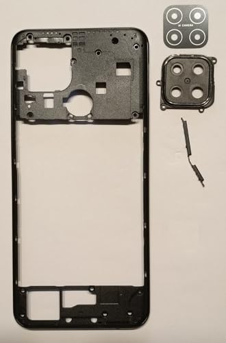  Ricambio Compatibile con OPPO A15 CPH2185 / A15S CPH2179 MIDDLE FRAME SCOCCA TELAIO CENTRALE CON CORNICE LATERALE + LENTE FOTOCAMERA POSTERIORE BACK Rear Camera Lens Ring