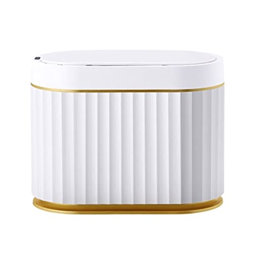 GERRIT Simple Smart Trash can White Rectangular Desktop Garbage can Plastic Mini Wastebasket with lid Storage Box Rechargeable 4 L Practical