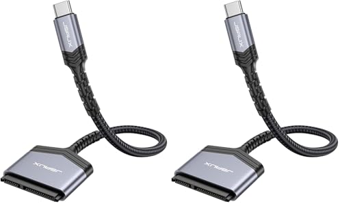 Image of JSAUX SATA to USB C Cable, USB C 3.1 to 2.5 inch SATA III Hard Driver Adapter Aluminum Shell External Converter Compatible with SSD /HDD Data Transfer-Grey (Pack of 2)