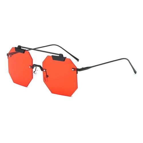 Lunettes de soleil surdimensionnées sans monture femmes mode homme transparentes roses UV400