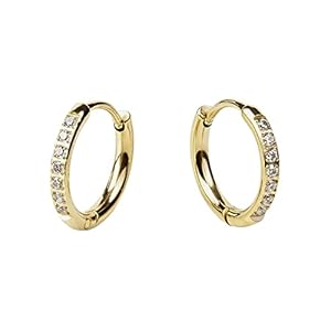 MIA Jewelry Large Pave Hoop Earrings – Plain Huggie Earrings, Waterproof & Hypoallergenic, 316L Stainless Steel, Long Lasting PVD Plating, Tarnish-Free, No Allergic Reactions or Stains