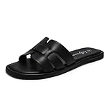 Luffymomo Womens Slip on Flat Sandals Comfortable Summer Casual Slides Sandals(9 M US Black)