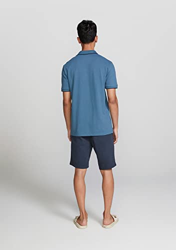 Camisa Polo Básica Masculina Em Malha Piquet Com Bordado Azul Médio P