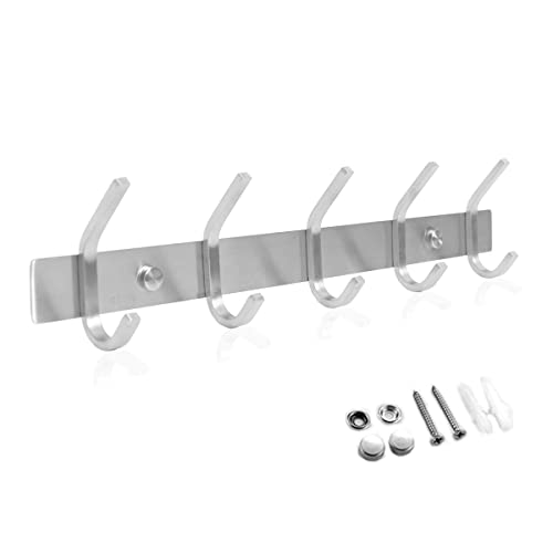 Kleiderhaken aus Edelstahl Wandgarderobe Garderobenhaken Doppelhaken Wandhaken Hakenleiste aus Rostfreiem Edelstahl- Erfordert Bohren, ca. 30kg Belastbar Cover