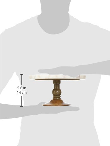 Deco 79 Mango Wood Cake Stand With Wood Base, 10" X 10" X 5", White #TOP7