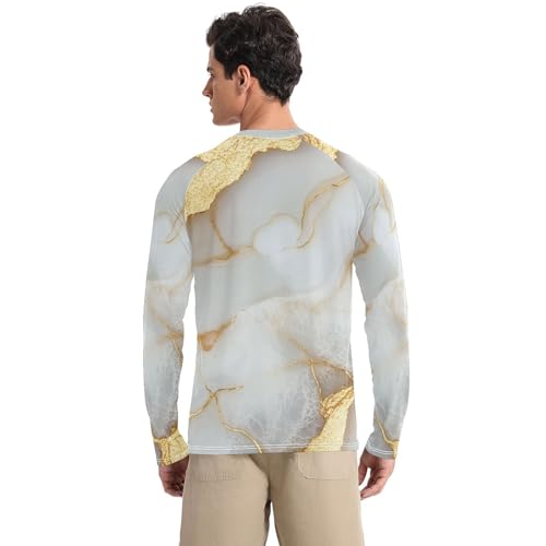 Marble White White UPF 50+ Long Sleeve Sun Shirt Breathable Comfort Men's Sun Shirt Long Sleeve Outdoors2