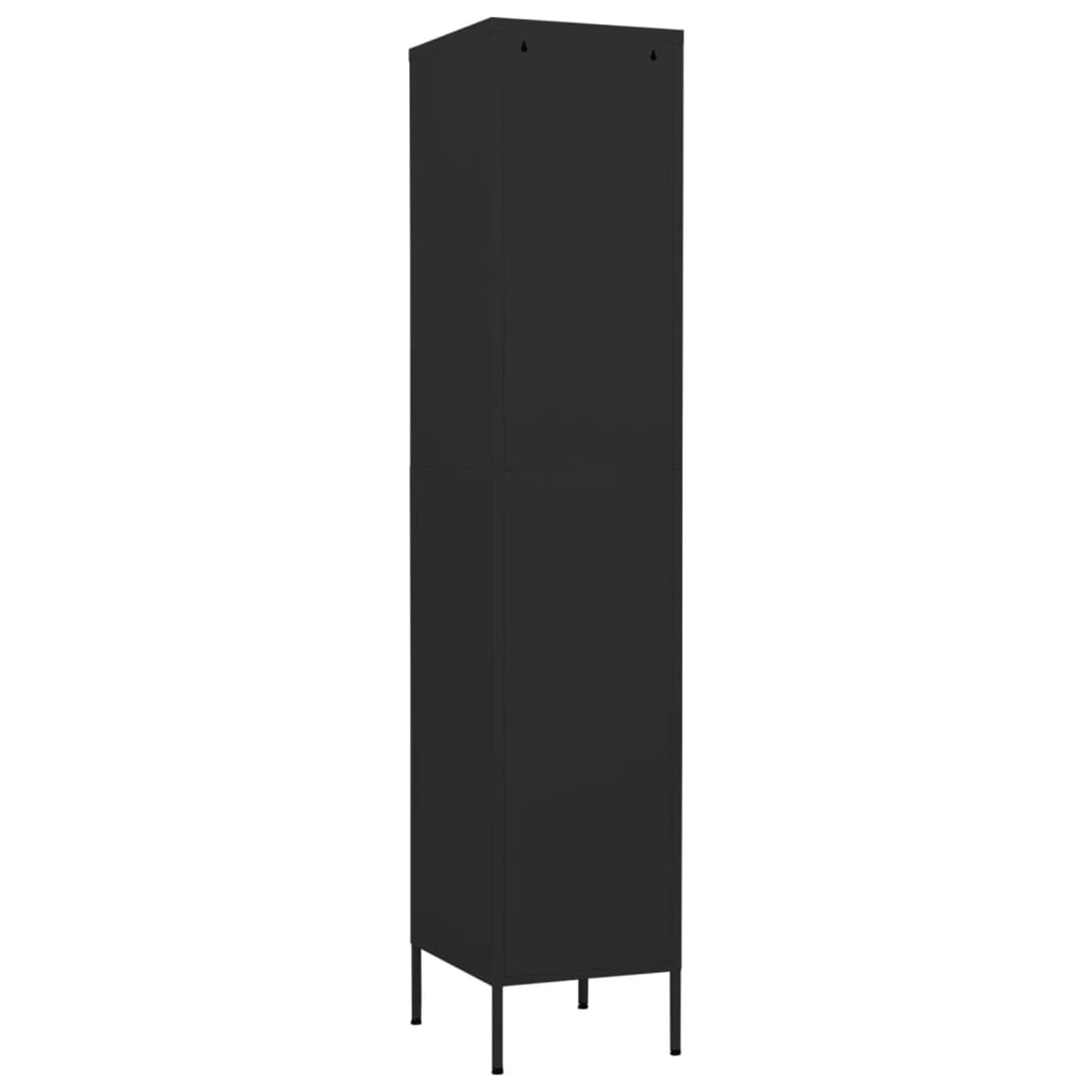 Gecheer Schließfachschrank Umkleideschrank Metallspind Metallschrank Aktenschrank Lagerschrank Spind Schrank mit 4 Einlegeböden Stahl Schwarz 35x46x180 cm