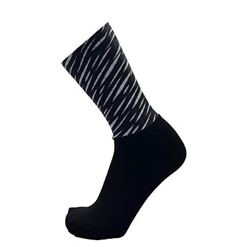PRIOKNIKO Men's Compression Cycling Socks, Anti-Slip Silicone Aero, Black, One Size 39-45 - Image 2