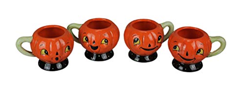 Johanna Parker Design Dolomite Set Of 4 Jack O' Lantern Pumpkin Coffee Or Tea Mugs #TOP1