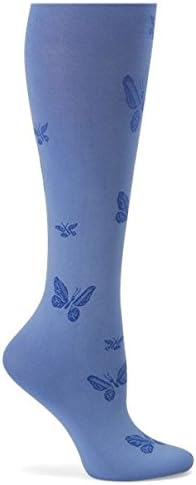 Nurse Mates Compression Trouser Butterfly Sock - Ceil Blue