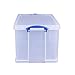 Really Useful Box 84 Liter Plastic Stackable Storage Container with Snap Lid & Built-In Clip Lock Handles for Home or Office Organization, Clear