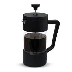 Sleepy Owl French Press Coffee Maker 350ml - Black | Heat Resistant Borosilicate Glass and Double Filtered Perfection for the Perfect Brew| Makes 2 cups
