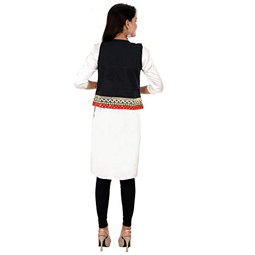 Image of Craft Trade Women's Cotton Embroidered Kutchi Jacket with Tassels Sleeveless Mirror Work