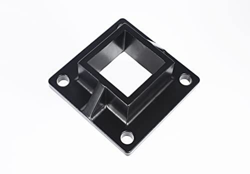 Floor Mount Post Plange for 2" Square Fence Post and Deck Railing, Heavy Duty, Aluminum,Black