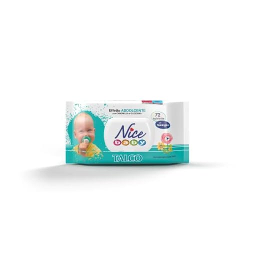Nice - Lingettes nettoyantes pour enfants et nourrissons - Avec camomille et glycérine - Parfum doux au talc - Testé dermatologiquement - Format : 72 Lingettes -