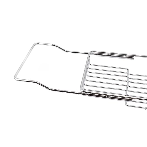 Bandeja expandible para bañera Haofy en metal de mármol blanco plateado para baño 8